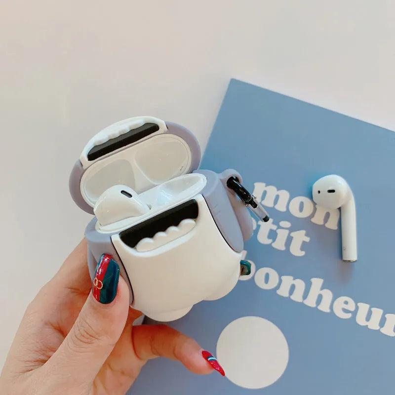 Silicone protective cover on Apple AirPods 1/2 case with personalised female design pattern.