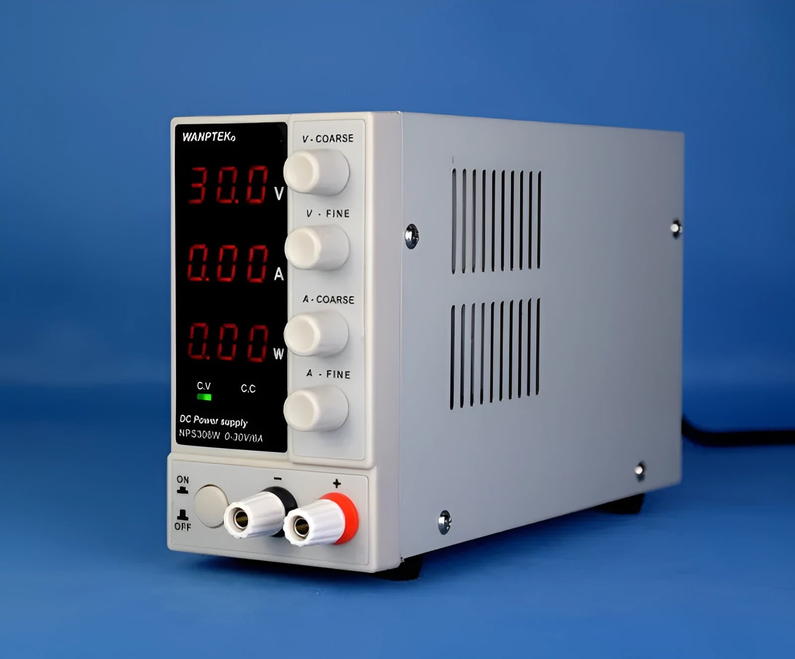 White S605W adjustable DC bench power supply with voltage and current controls for electronic testing