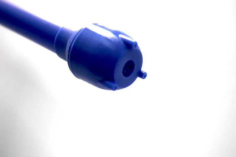 Blue manual hand siphon pump for transferring gasoline and oil, made from PP plastic.