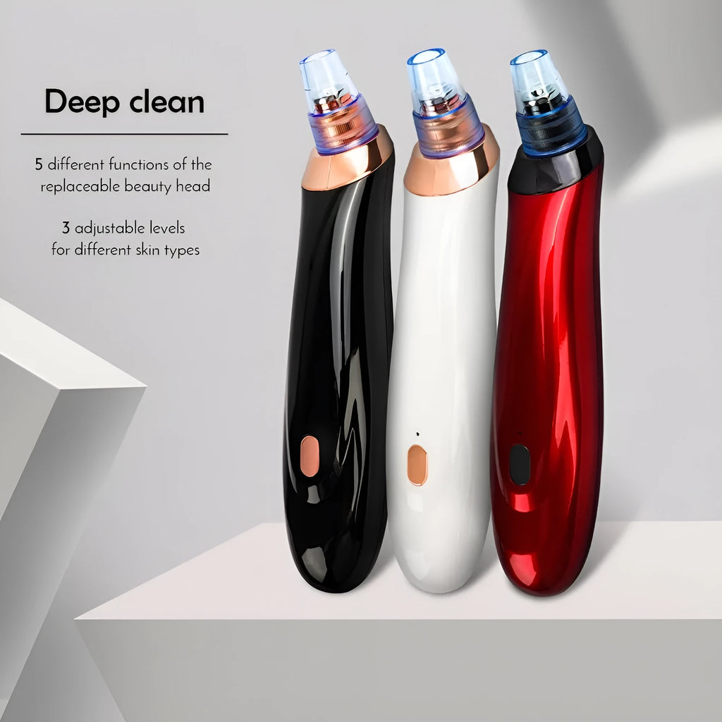 Electric blackhead remover device with multiple nozzle tips for facial pore cleaning