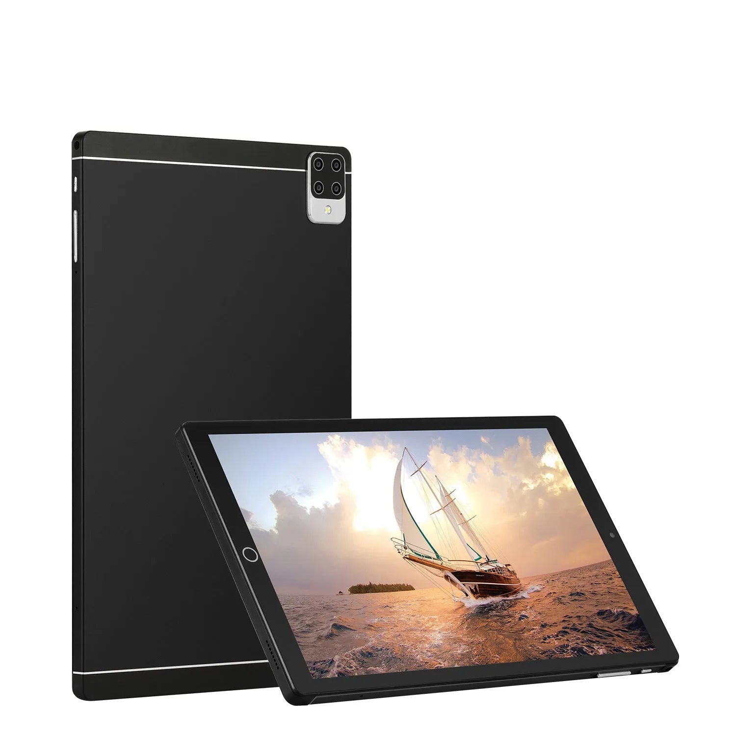 Android 15 tablet computer with 11.6-inch screen shown in black, blue, green, and orange colour options