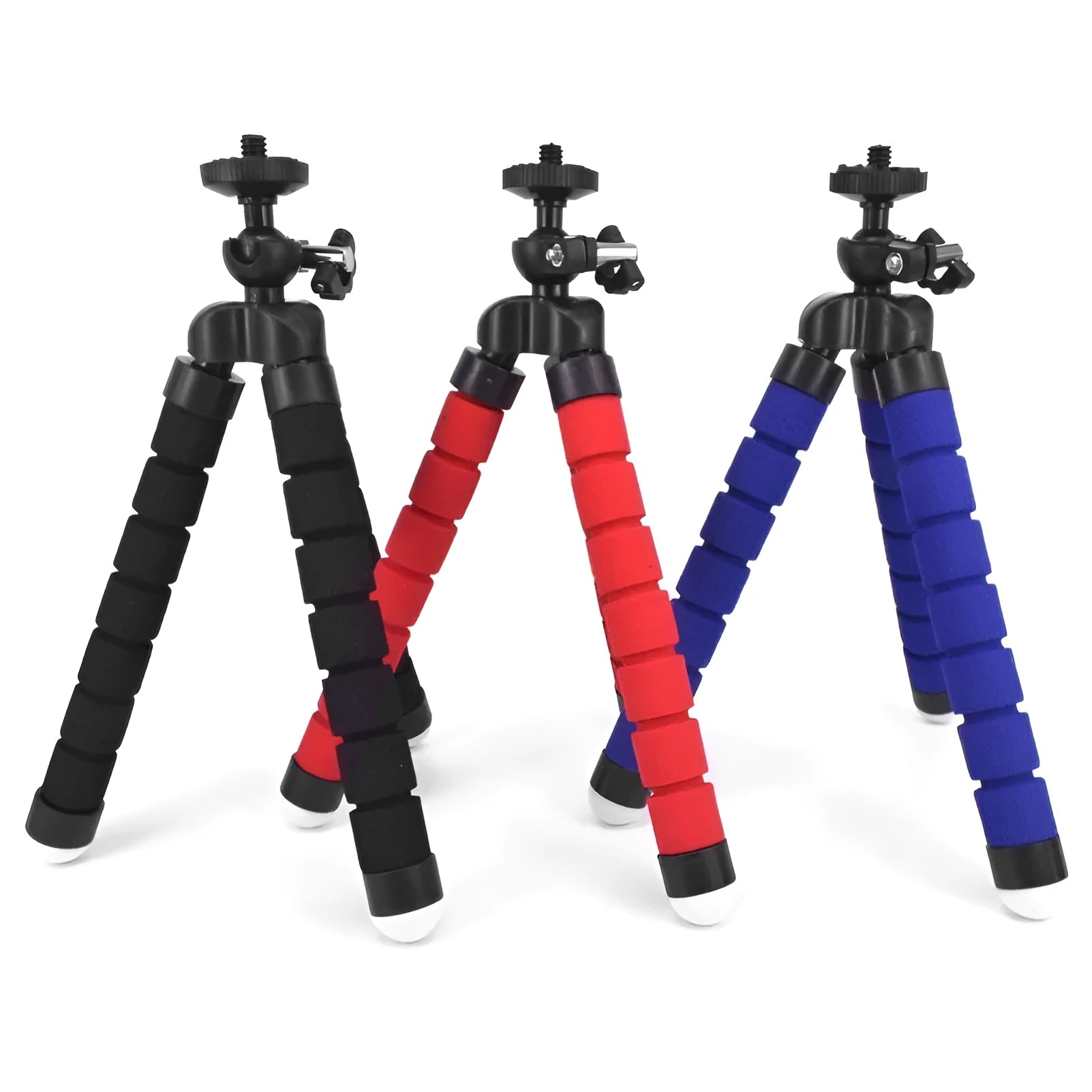 Black flexible mini octopus tripod with bendable legs and 1/4-20 camera mount screw