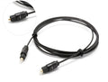 OD2.2 optical digital audio cable (TOSLINK) with square connector on a white background.