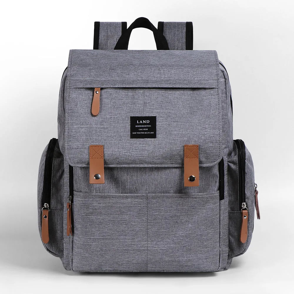 LAND Mommy large oxford cloth diaper backpack with changing mat in grey colour