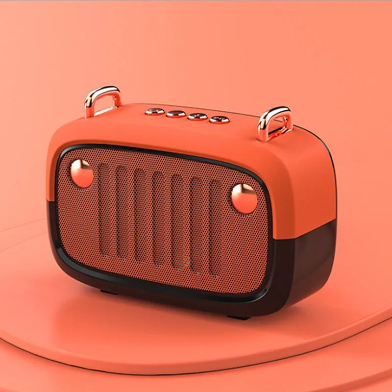 Portable mini speaker with subwoofer card design in multiple colours showing compact dimensions