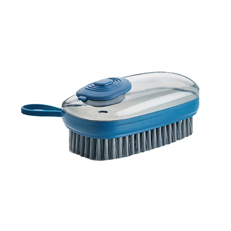 Automatic liquid cleaning brush with ergonomic grip for shoes and laundry cleaning