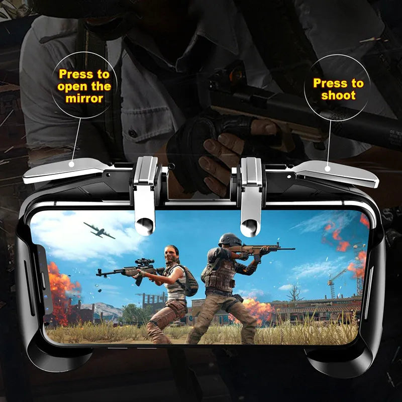 Multifunctional mobile game handle for smartphones in black, blue, and white colour options