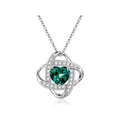 Close-up of a heart-shaped ladies necklace in electroplated copper, showing one of the platinum-toned colour options.