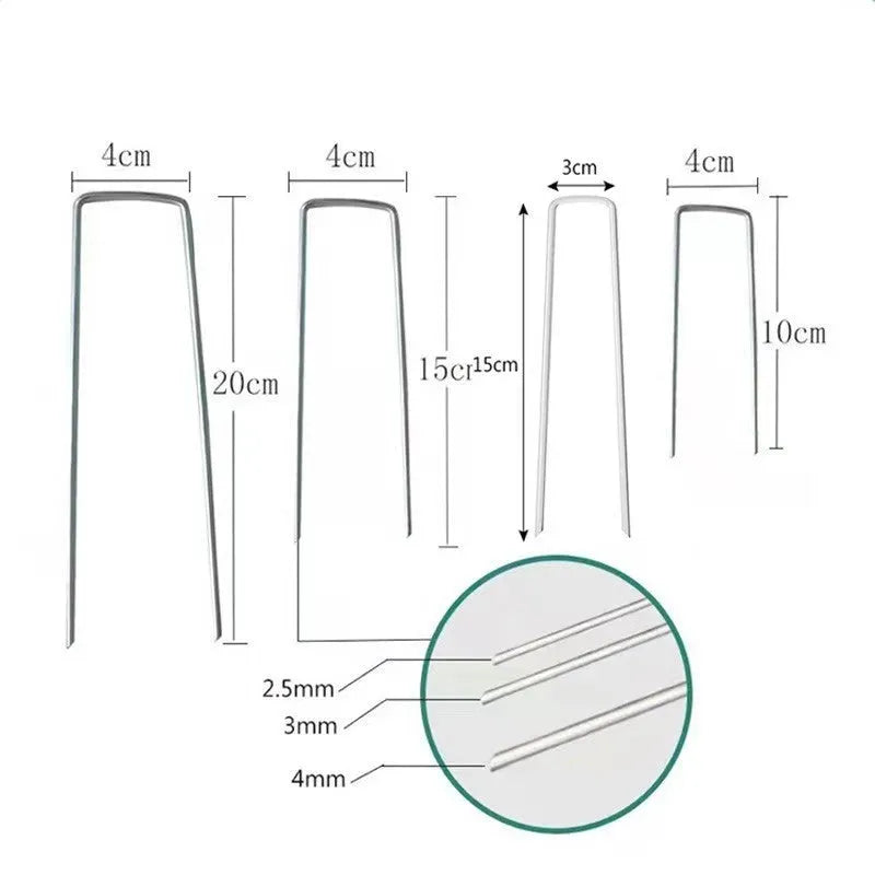 Galvanised steel ground nail 4cm wide 15cm long for fixing lawn fabric and grass cloth
