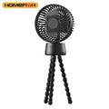 HOMEFISH F2 automatic shaking head portable fan with LED light on an adjustable bracket.