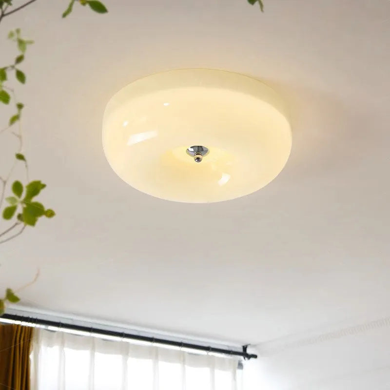 Cream coloured American style bedroom ceiling lamp with three light colour settings