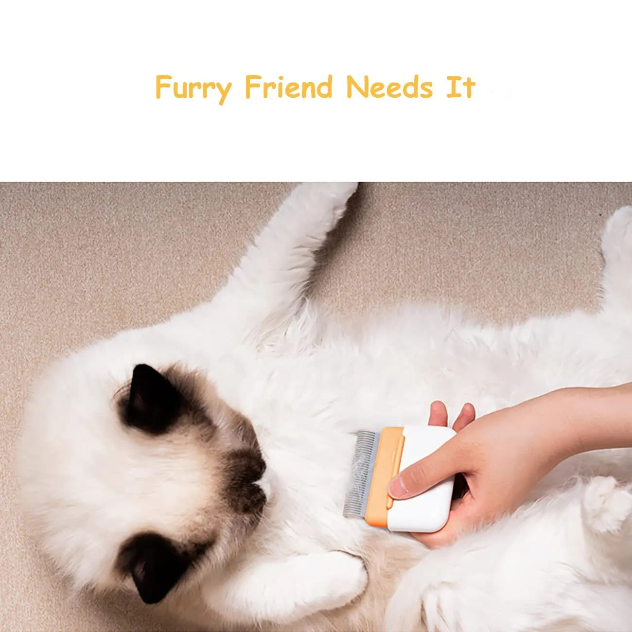 Blue double-sided pet grooming comb for cats and dogs on a grey background