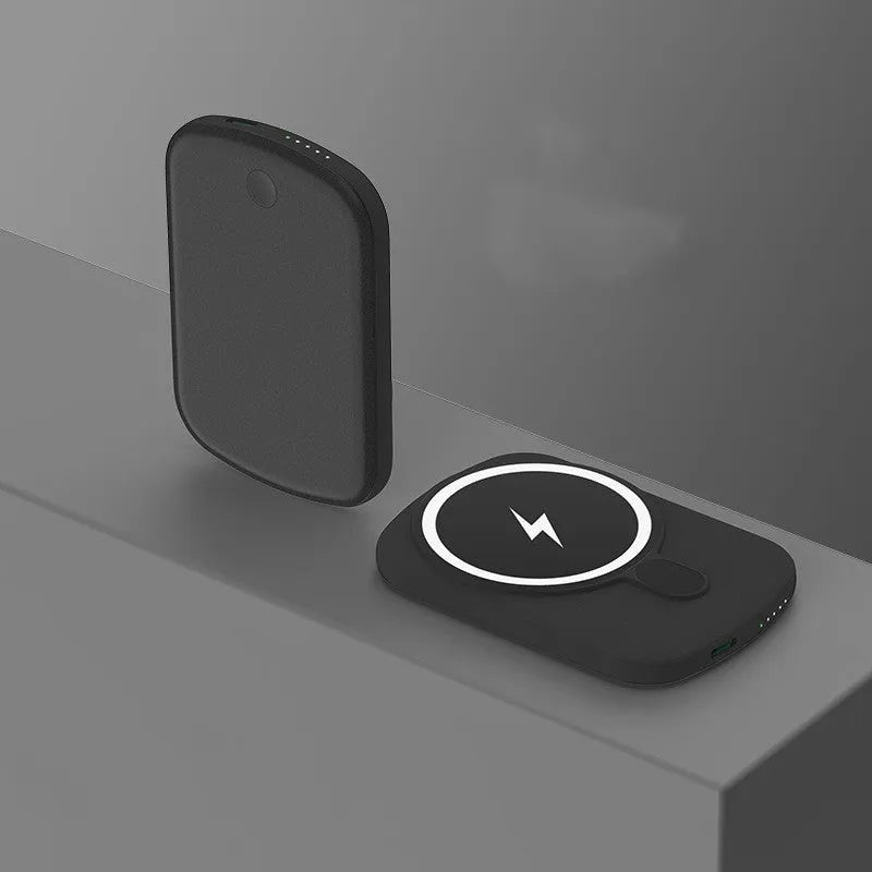 Magsafe magnetic wireless power bank for iPhone in pink, black, white, and purple colour options