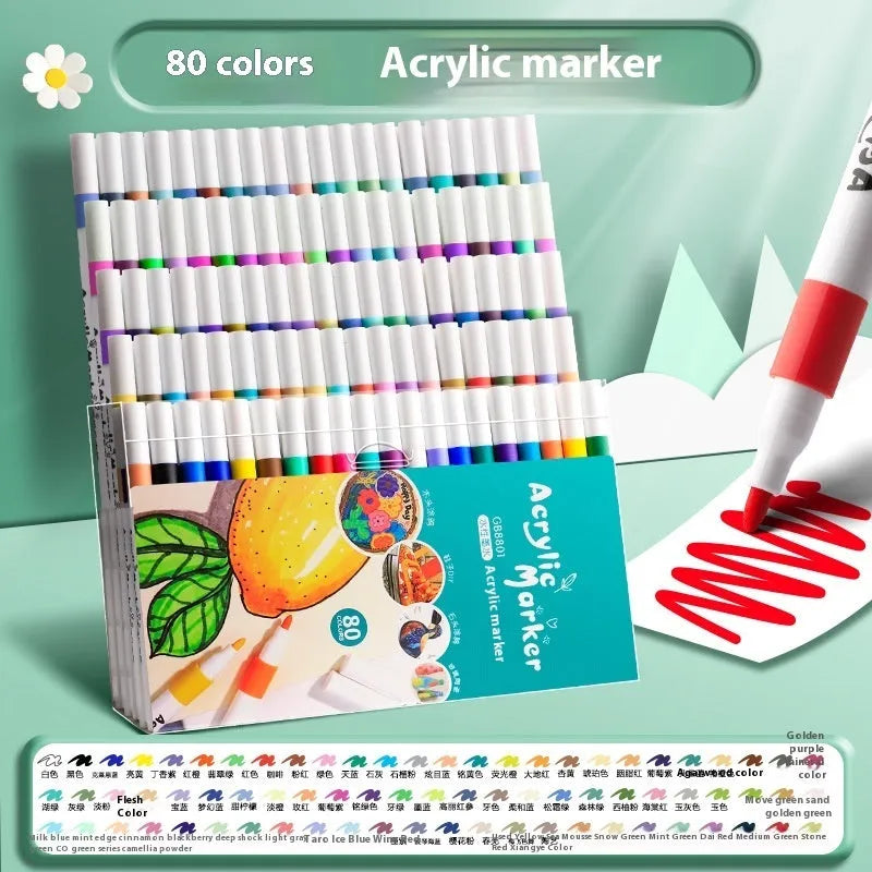 True Colour acrylic marker pen sets in multicolour box, available in packs of 12, 24, 36, 48, 60, or 80 colours for students.