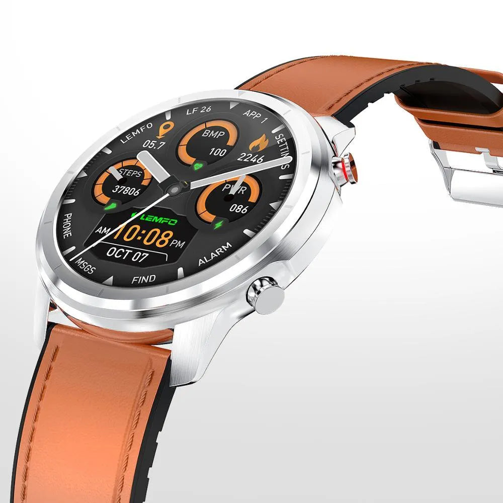 LEMFO LF26 smart bracelet watch on wrist showing 1.3-inch display in a silver colour variant.