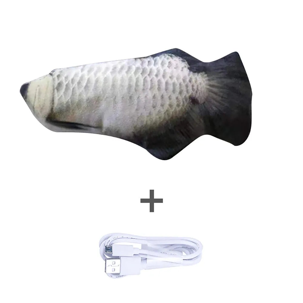 Electronic jumping fish cat toy without cat nip, 30cm multicolour design with USB cable
