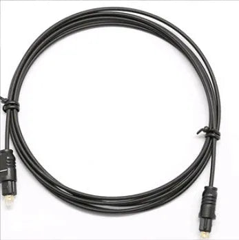 OD2.2 optical digital audio cable (TOSLINK) with square connector on a white background.