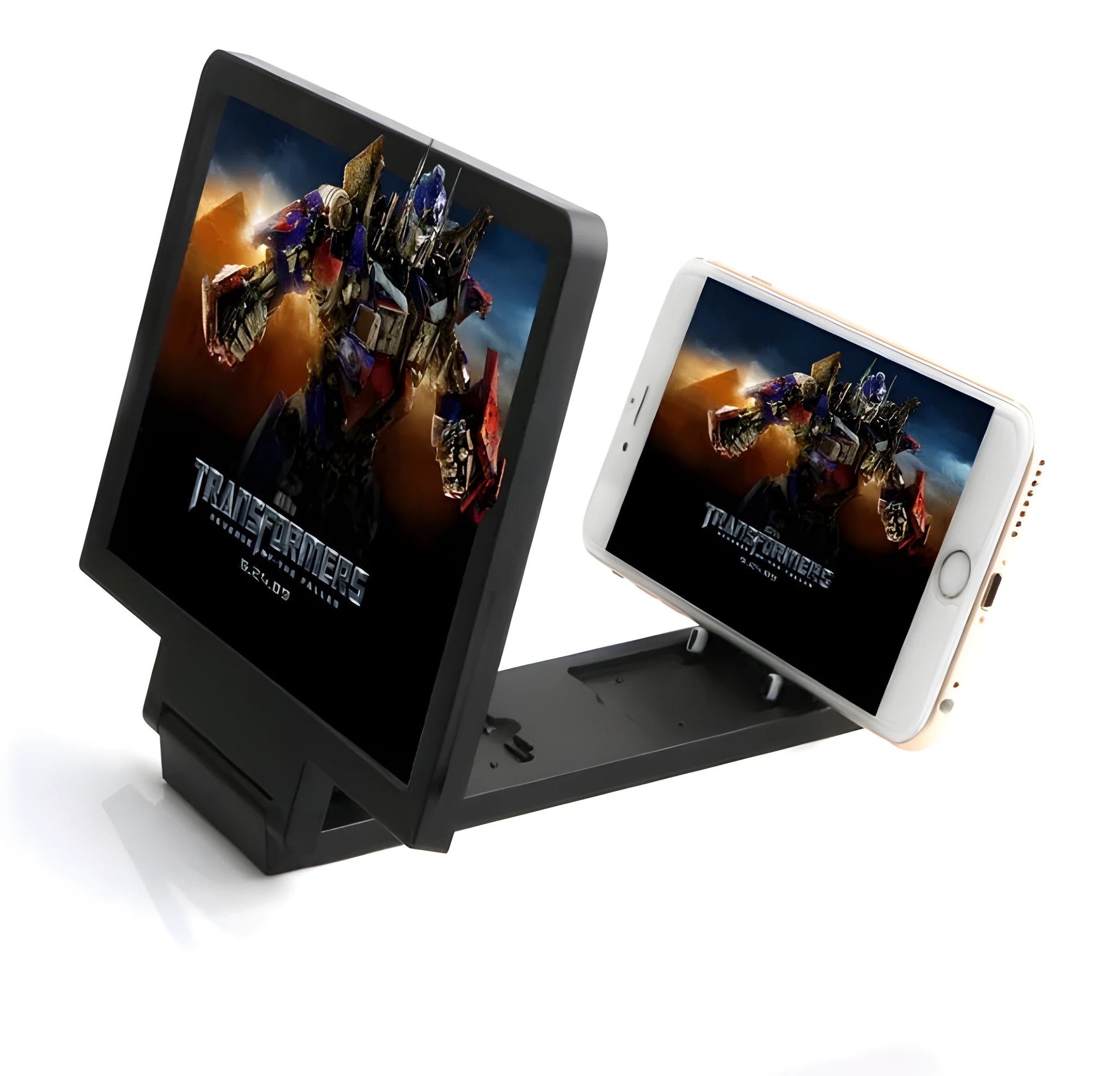Black and white mobile phone screen amplifier stand with 3D amplification and radiation protection