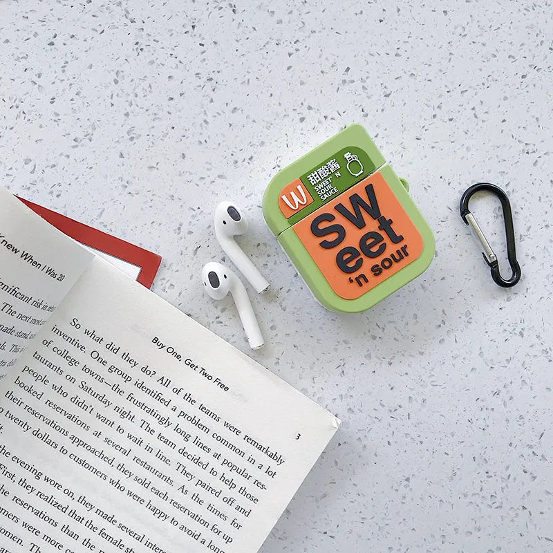 Silicone AirPods case cover with cartoon animal design in multiple colour options