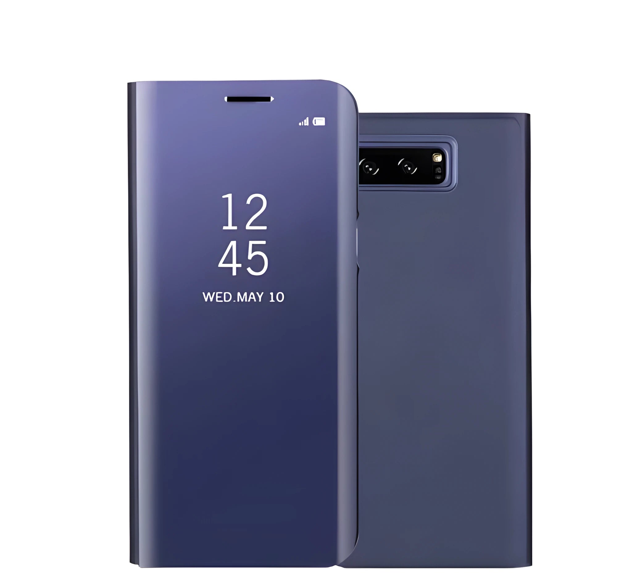 Samsung Galaxy Note20 and A50 phone case with flip-out bracket and shiny mirror finish in rose gold colour.