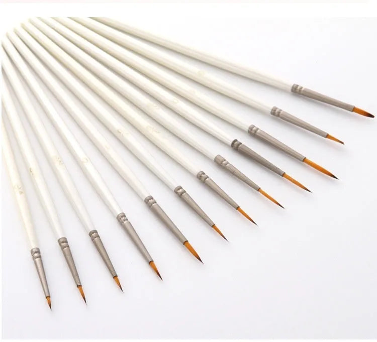 12 fluorescent art marker pens with nylon wool brush tips and solid wood holders for multi-medium painting