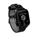 Black smart watch with integrated Bluetooth earbuds showing fitness tracking display