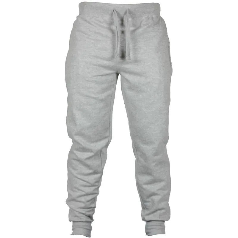 Men's solid colour cotton fleece casual pants with drawstring waist