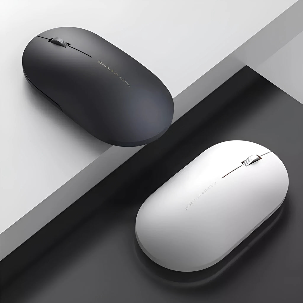 Ultra-thin wireless mouse in grey with USB receiver, 2.4GHz Bluetooth connectivity for laptop