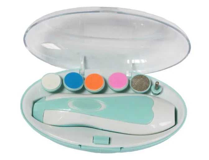 Ultra-quiet baby electric nail polisher manicure kit with night light in assorted colours.