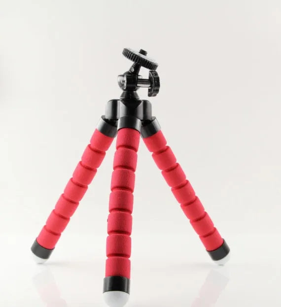 Black flexible mini octopus tripod with bendable legs and 1/4-20 camera mount screw