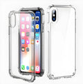 Clear transparent TPU shockproof protective case for iPhone shown on a phone