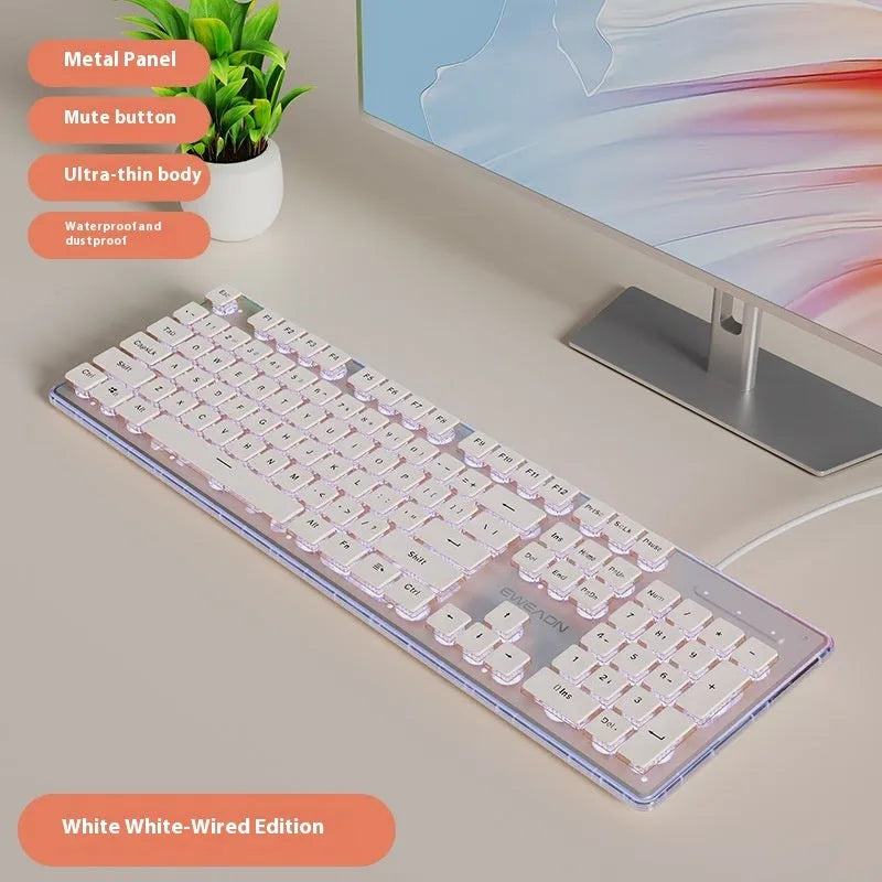 Prewalker V3 wired and wireless keyboard and mouse set in retro green colour on a desk