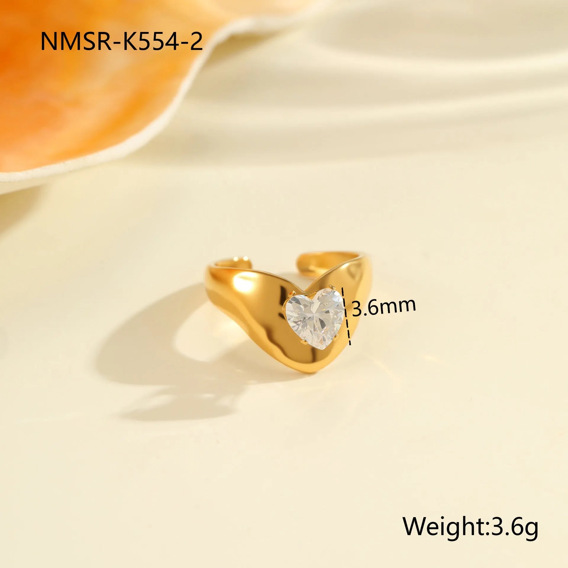 Women's adjustable geometric zircon ring in stainless steel with open mouth design