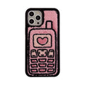 Pink TPU iPhone case with embroidered towel design for iPhone 11-15 models