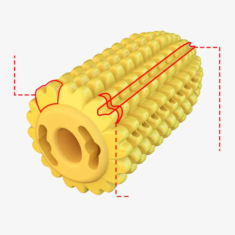 Dog corn molar stick chew toy with suction cup base in plastic, 111x56mm, 120g, green and yellow style