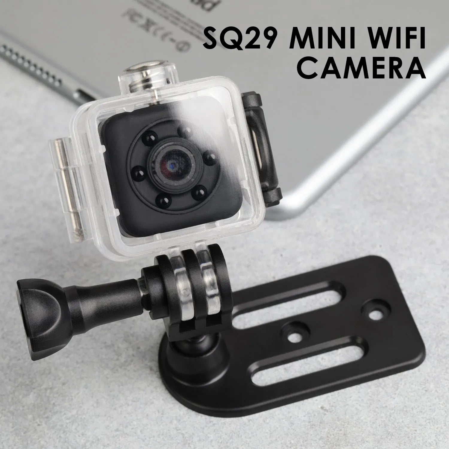 Black waterproof sports camera with GPCV4225 chip and MicroUSB port for 240 minute recording