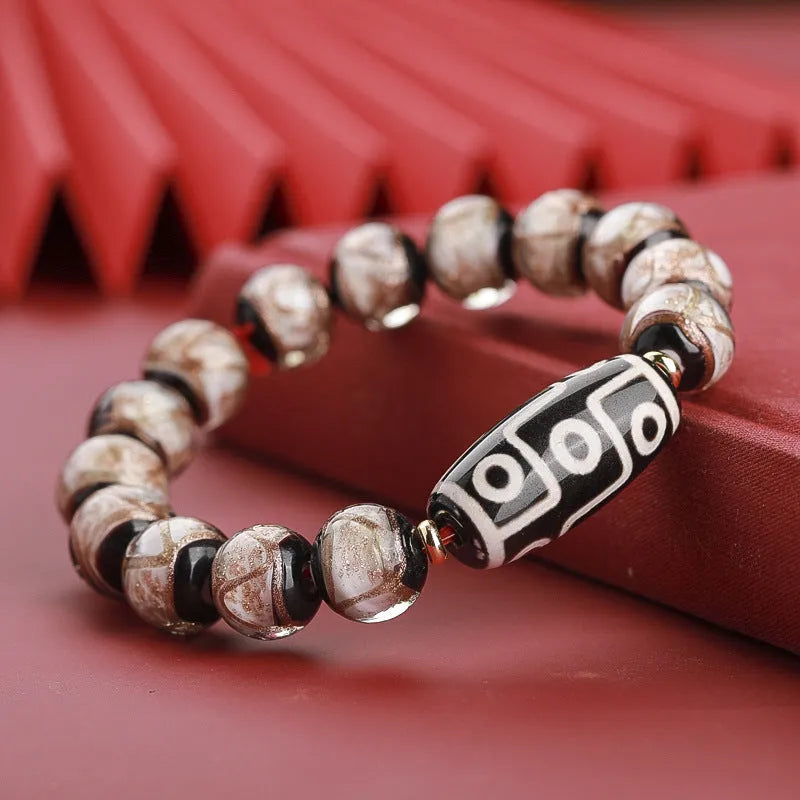Chinese coloured glaze lucky bracelet with ancient five-colour snake pattern.