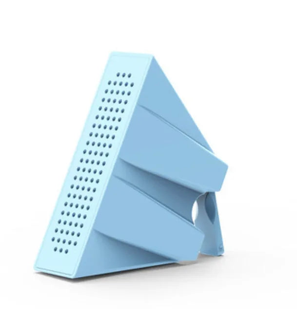 Portable Apple-compatible phone amplifier bracket in multiple colours on desktop