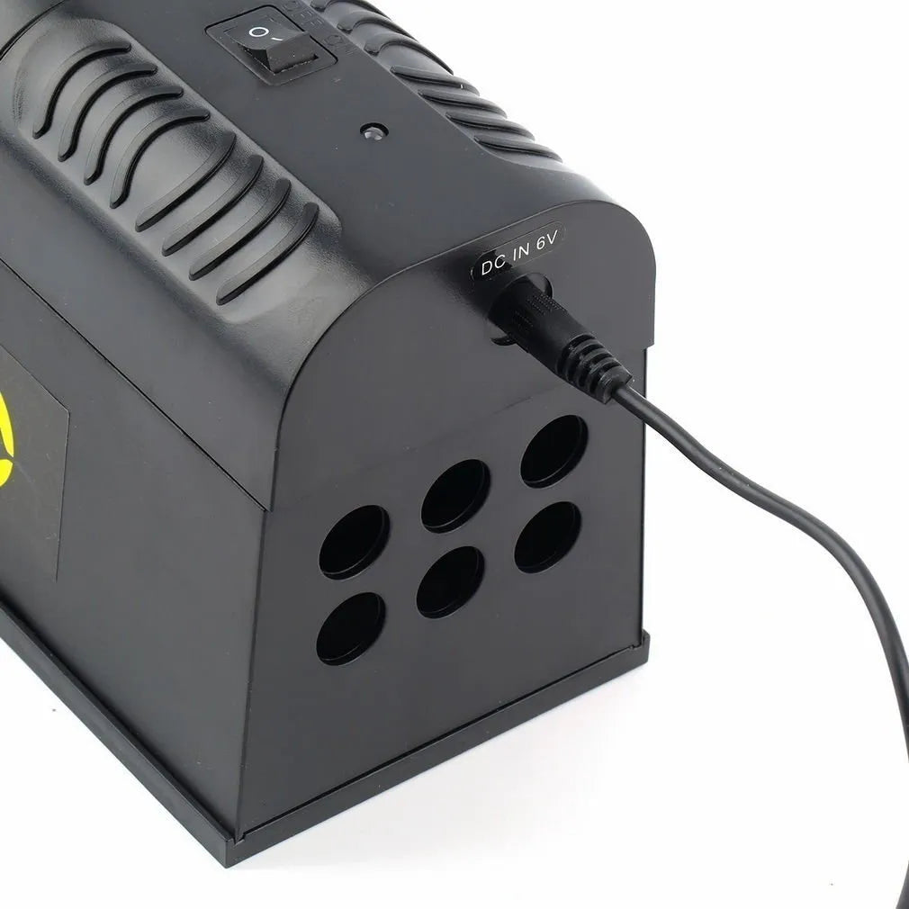 Black high voltage trigger rodent killer device measuring 208x115x75mm with electronic pest control technology