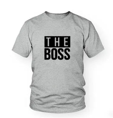 Men's loose fit round neck T-shirt with a printed graphic, short sleeves, on a white background.