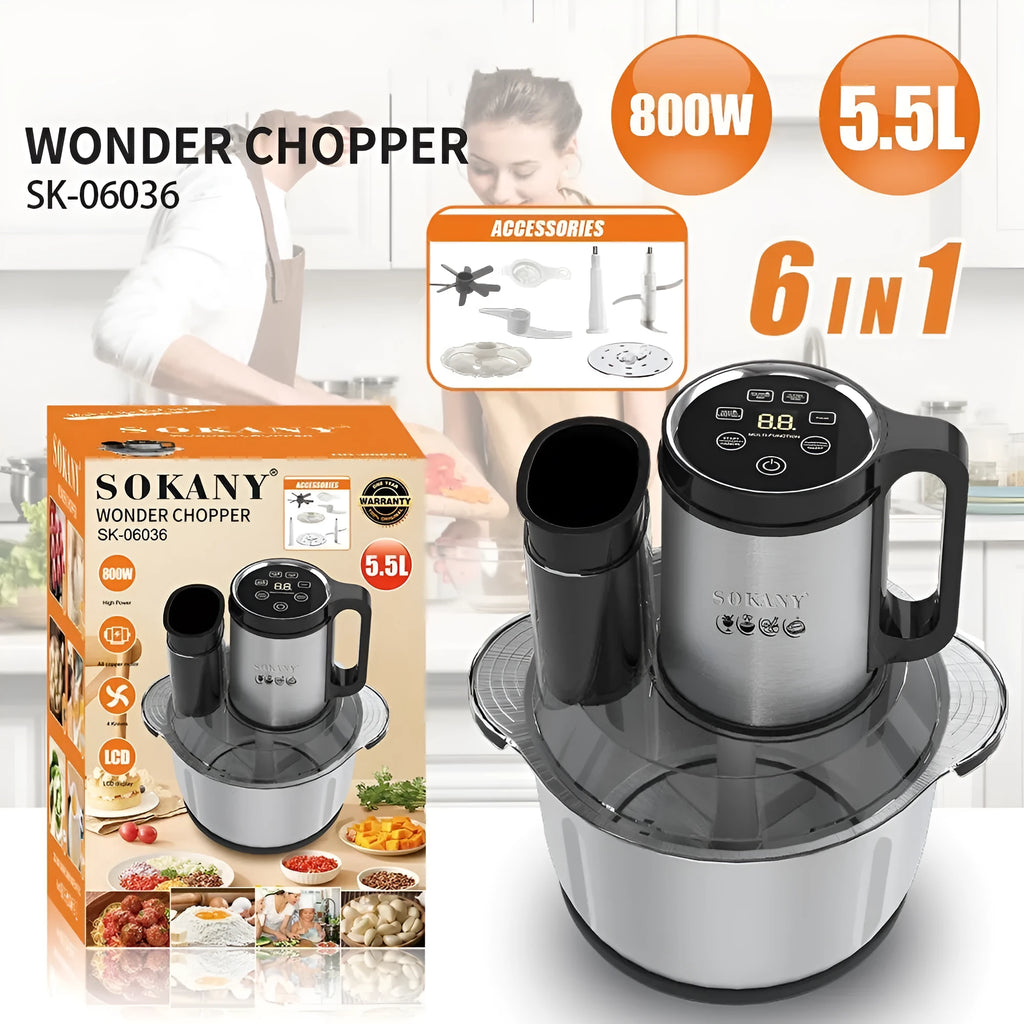 Stainless steel meat grinder with adjustable speed control for home food preparation