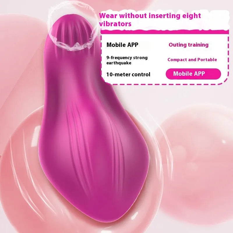 Rose red butterfly-shaped wearable vibrator with smartphone app control for external stimulation