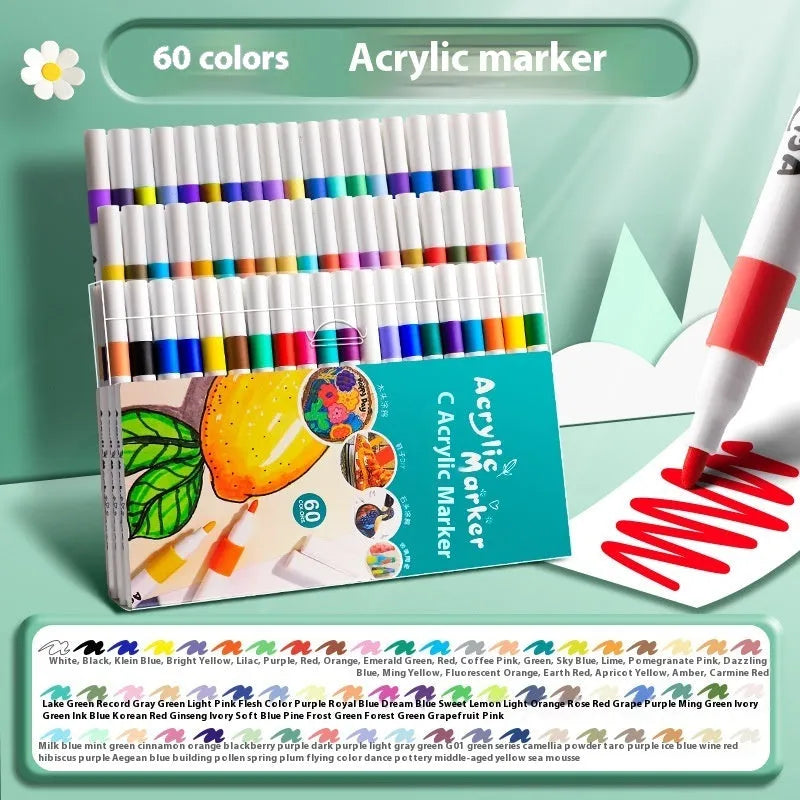 True Colour acrylic marker pen sets in multicolour box, available in packs of 12, 24, 36, 48, 60, or 80 colours for students.
