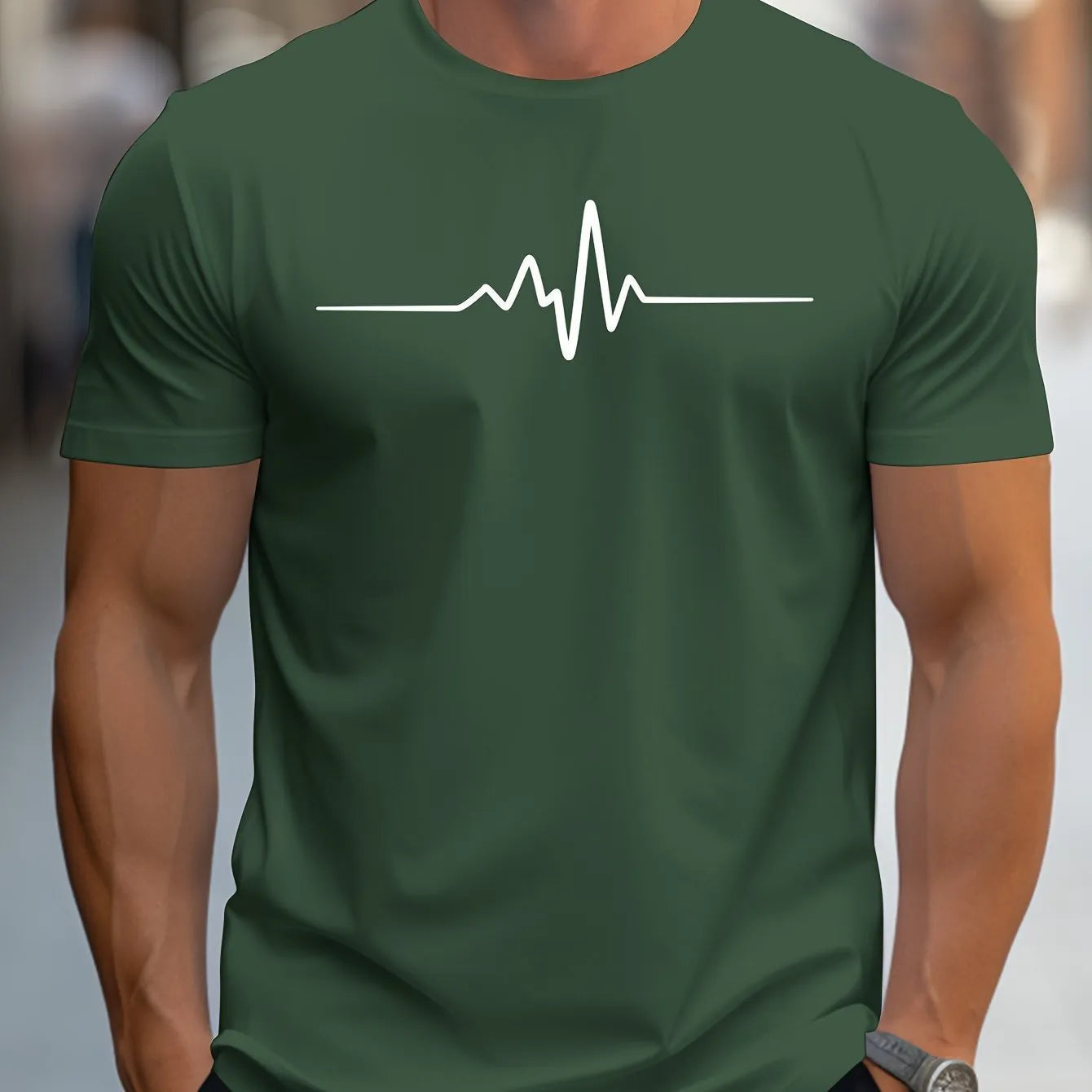 Men's loose fit T-shirt with 3D sports letter pattern in chemical fibre blend fabric, short sleeves