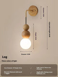Natural walnut wooden wall suspension lamp with copper accents and tri-colour lighting