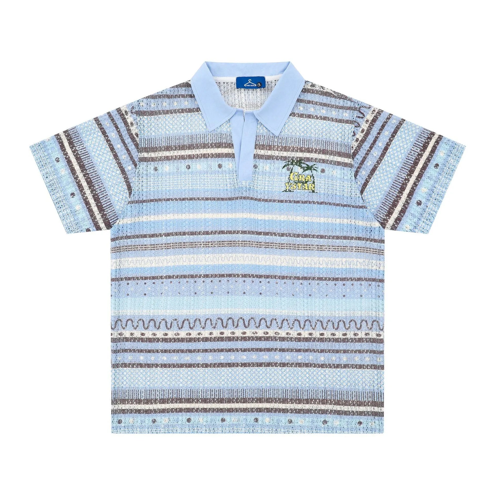 Men's loose fit printed short sleeve shirt in yellow or blue colour, made from polyester fabric