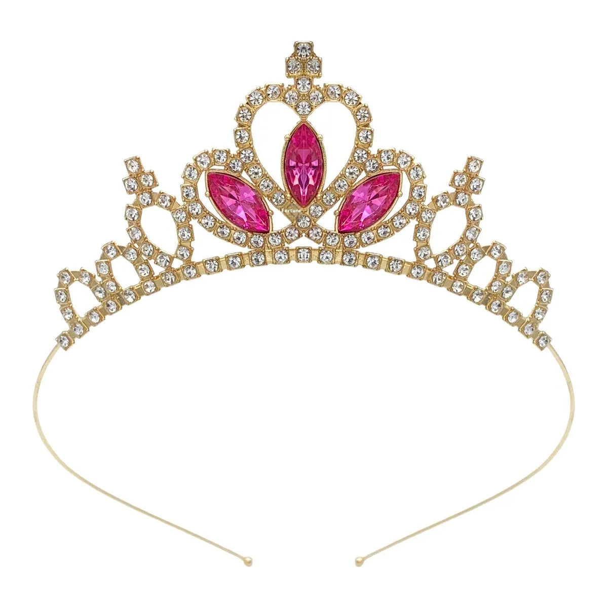 Girl's alloy princess crown with electroplated finish and crystal diamond decorations