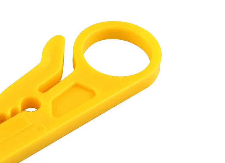 Yellow handheld mini wire stripper tool showing 0.6mm stripping diameter for electrical cables