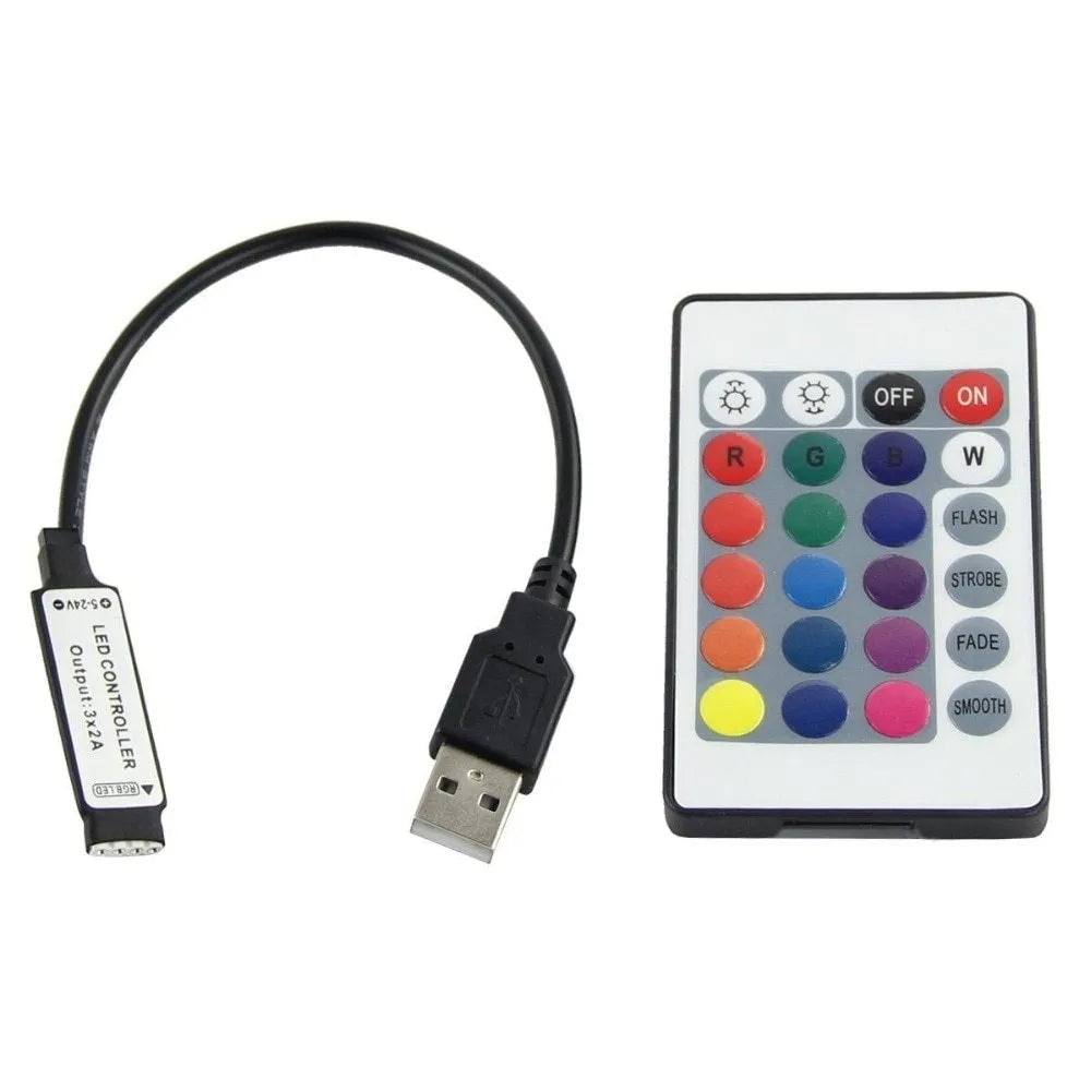 A 1-metre long white USB LED light strip with SMD5050 LEDs and a 50cm USB power cable.
