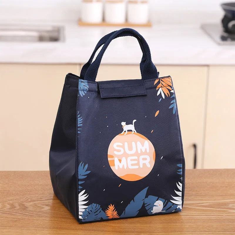Insulated Oxford cloth lunch bag with thermal fabric in four colour designs